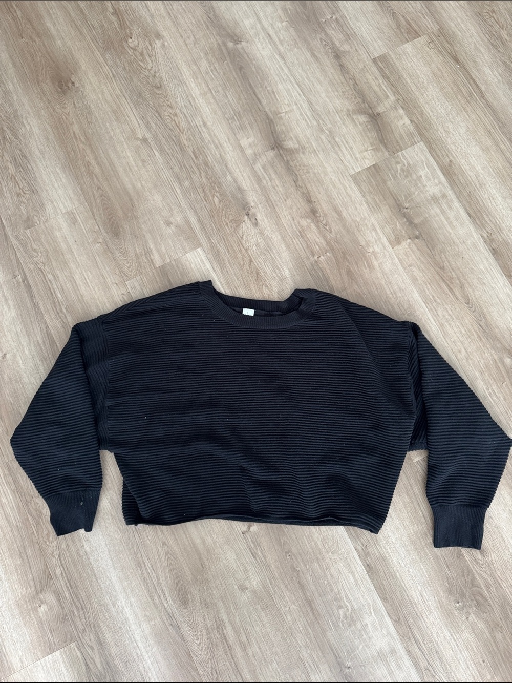 aerie Black Ribbed Crewneck Sweater